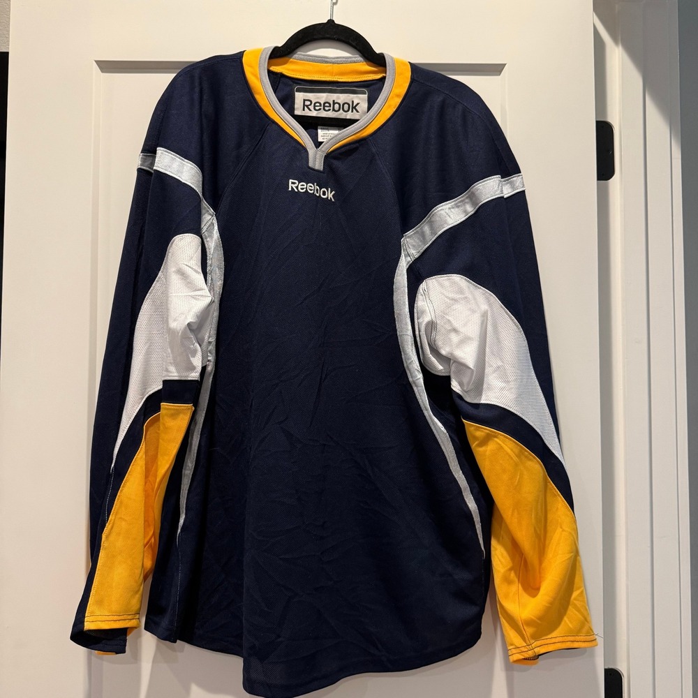 Reebok Hockey Practice Jersey Adult XL Navy Gold White Blank NHL Style